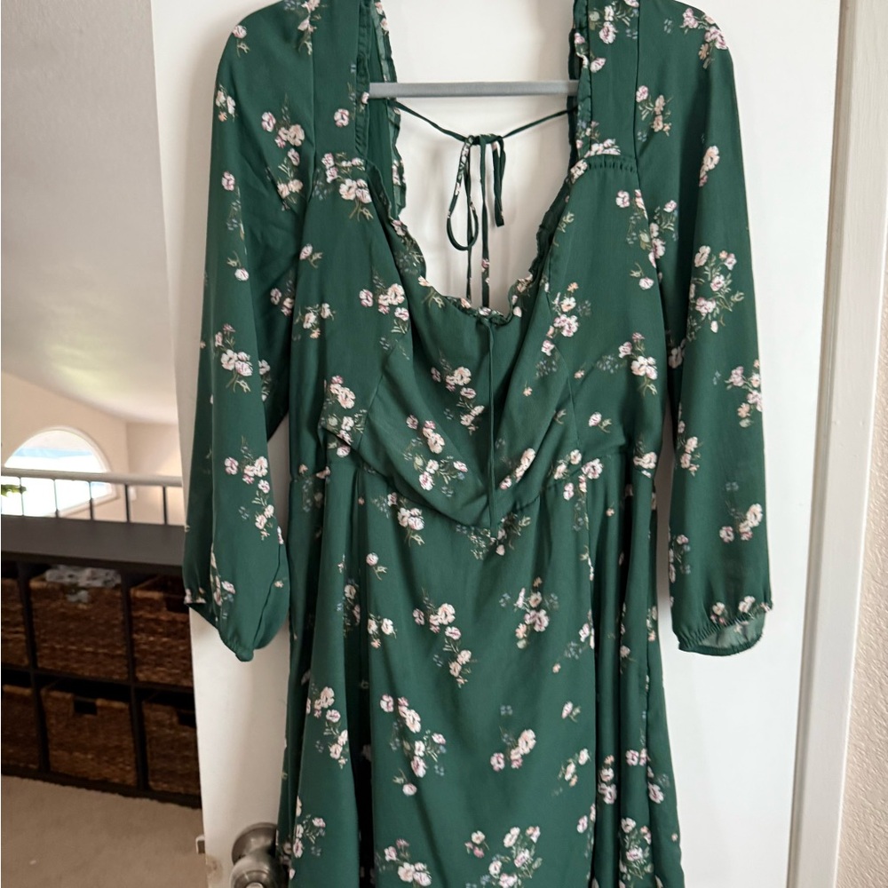 Abercrombie & Fitch Green Wrap Tie Front Sundress
